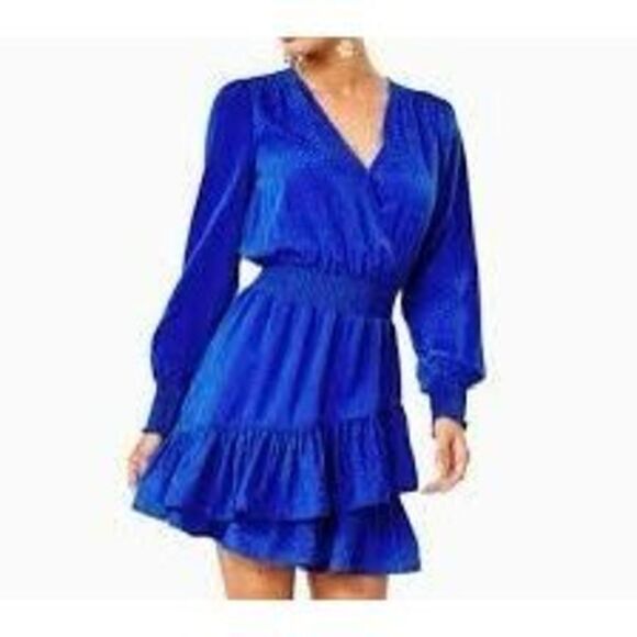 New Lilly Pulitzer Cristiana Dress Ikat Blue Leopard Size 16 - Picture 1 of 6
